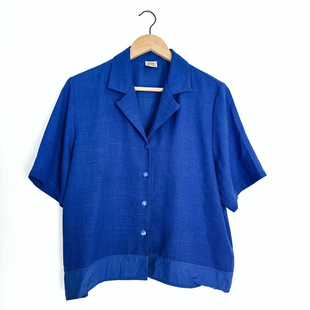 VINTAGE 90’s Blouse 🇨🇦 Made in Canada Royal Blue - Size 14 / Large